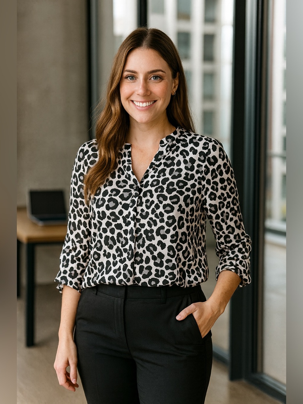 Michael Kors Leopard Print Blouse